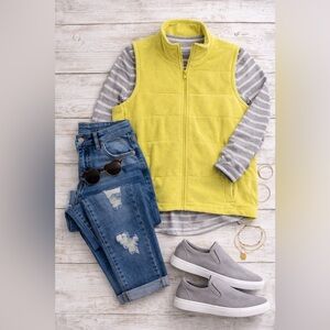 2X Lands' End Green Quilted Vest with pockets